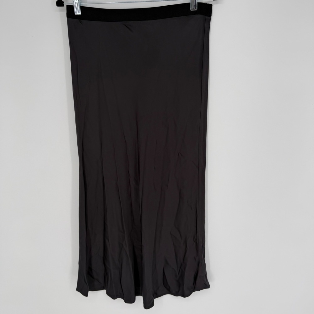 RAILS BERLIN MIDI SKIRT SATIN BLACK MEDIUM MINIMALIST CLEAN GIRL QUIET LUXURY